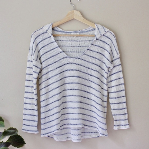 Soft Joie Tops - Soft Joie Striped Knit Top Cream Blue with Hood xs